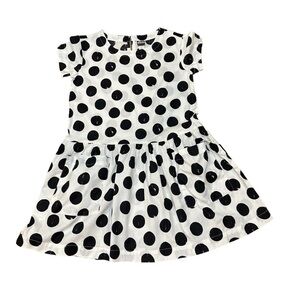 Tea Collection Girls Polka Dot Dress w/ Pockets, Black White, Sz 7